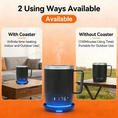 ডিজিটাল তাপমাত্রা নিয়ন্ত্রণ, রিচার্জেবল ব্যাটারি, এলইডি ডিসপ্লে এবং সহজে ব্যবহারের জন্য স্পিল-প্রতিরোধী ঢাকনা সহ পোর্টেবল স্মার্ট মগ