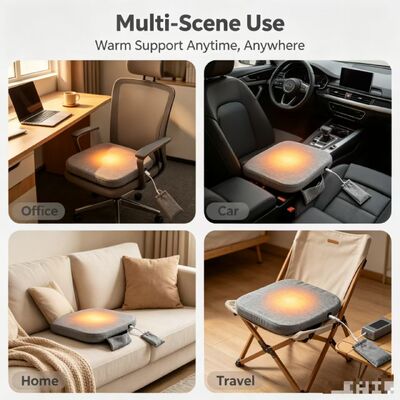 Portable USB Graphene Heated Seat Cushion Soft Linen‑Cotton Heating Chair Pad 3‑Speed Temperature Adjustment Warm Cushion Multi‑Color Available for Home Office Travel Car Use