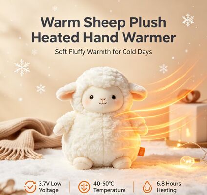 Warm Sheep Rechargeable Hand Warmer,3‑Level 40‑50‑60℃ Adjustable Temperature,6‑8H Long Lasting Portable Pocket Heater,Polyester Fiber Winter Heating Gift for Indoor Outdoor Use