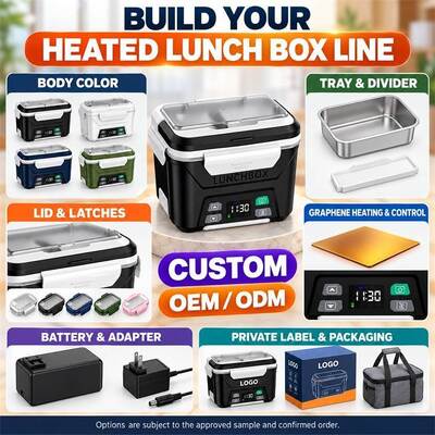 Smart Heated Lunch Box, Graphene Broad-Area Heating with Scheduled and Immediate Heat, Rechargeable Cordless Design with Removable Stainless Steel Tray, Custom Color Logo and Packaging