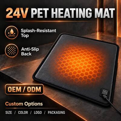 24V Heated Pet Mat, Splash-Resistant Wipe Clean Pet Heating Pad with Anti-Slip Dotted Back and Detachable Cord, Custom Size to Drawing Color Logo Packaging for OEM ODM