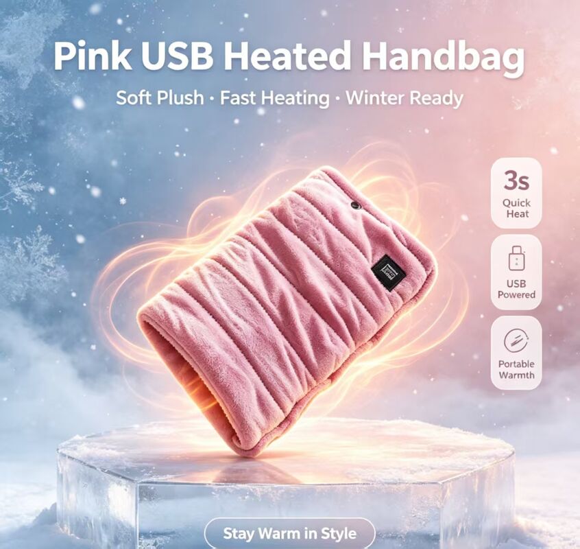 Portable Hand Warmer with USB power supply soft silky fabric surface constant heating function lightweight compact design and safety protection
